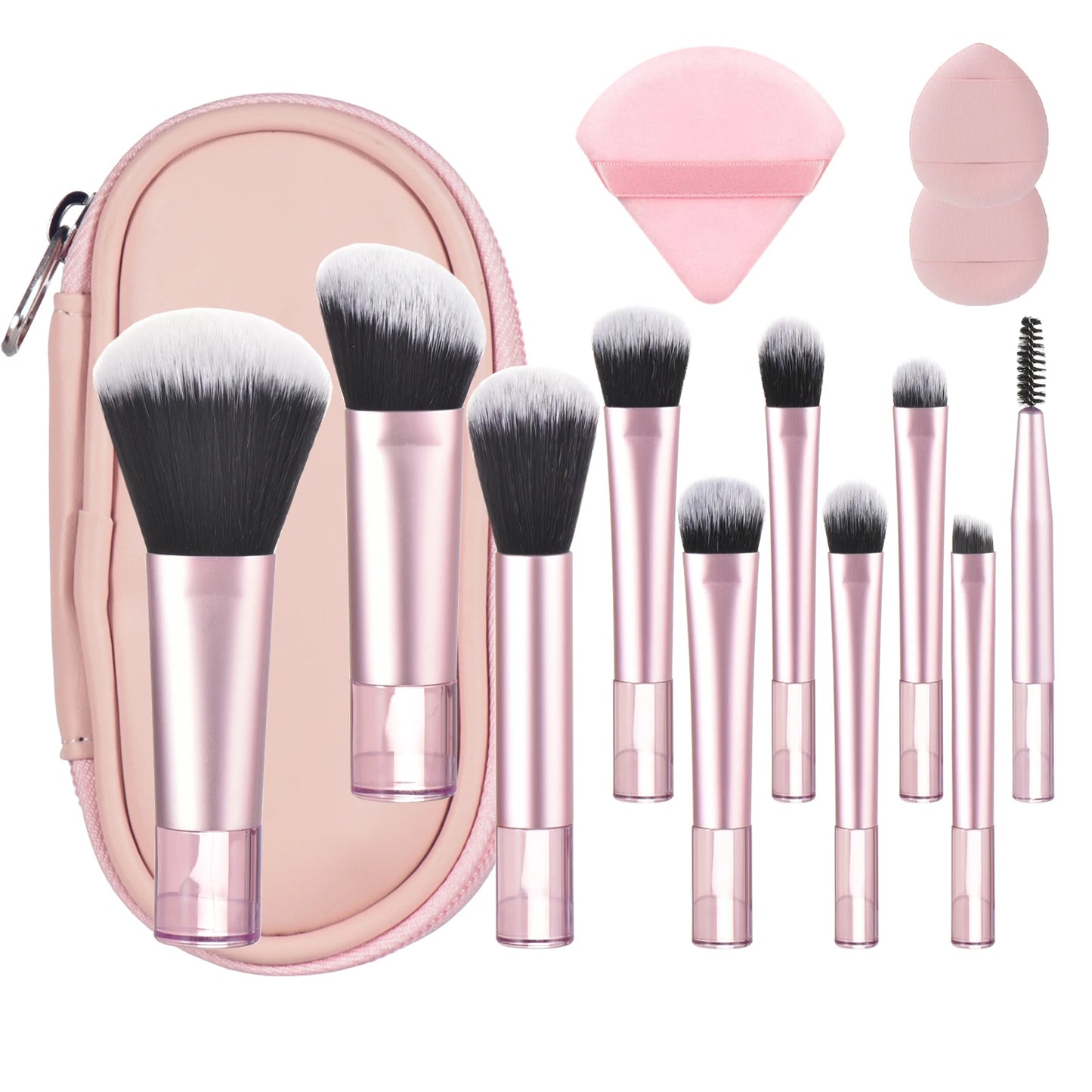 10-Piece Pink Mini Travel Makeup Brush Set | Professional Tools