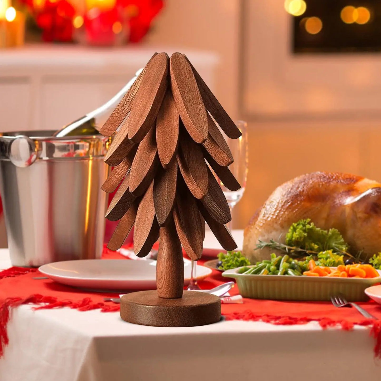 Christmas Tree Wood Trivet | Heat-Resistant Pine Pot Mat Set