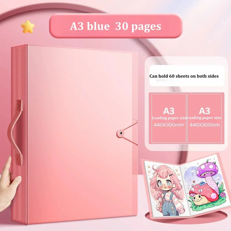 A3 Diamond Painting Storage Book | 30 & 60 Page Clear Folder Art Portfolio Folder Peaceful Pleasures Health and Wellness A3-30Pages Pink