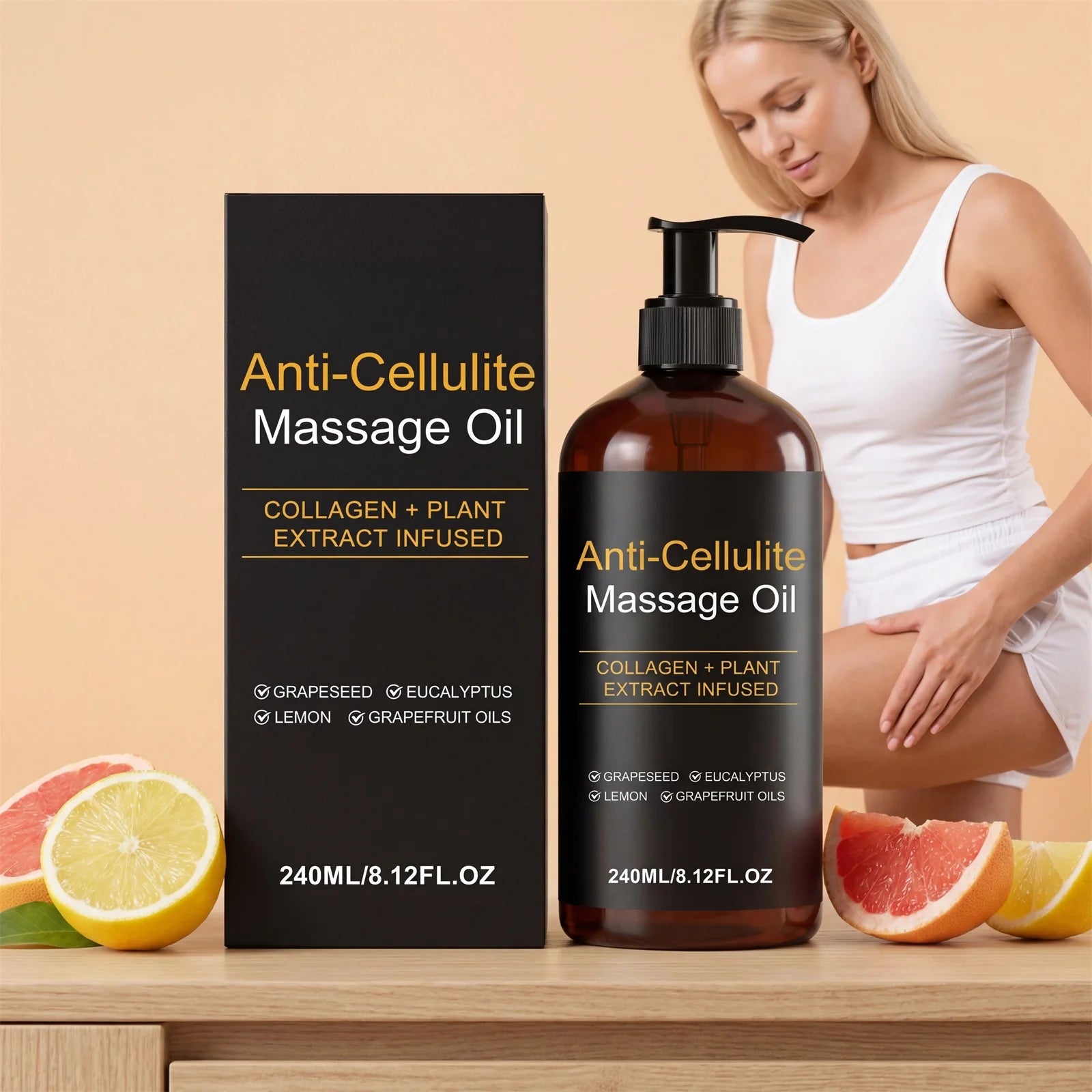 Firming Body Massage Oil – Collagen Anti-Cellulite 240ml Peaceful Pleasures Health and Wellness