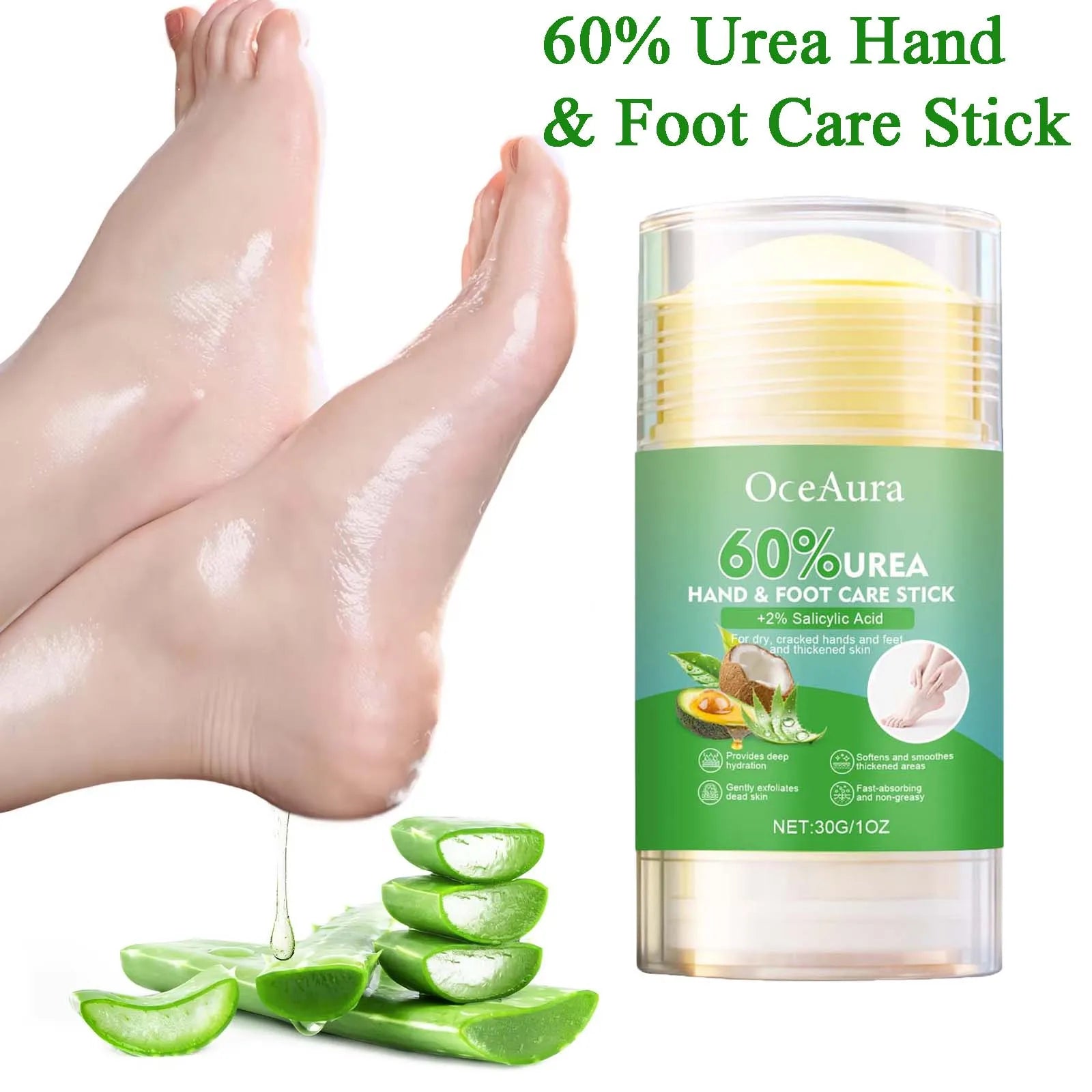 60% Urea Hand & Foot Care Stick Moisturizing Balm for Dry Rough Skin Gentle Exfoliation Softening Skin Cracked Heel Repair Care Peaceful Pleasures Health and Wellness