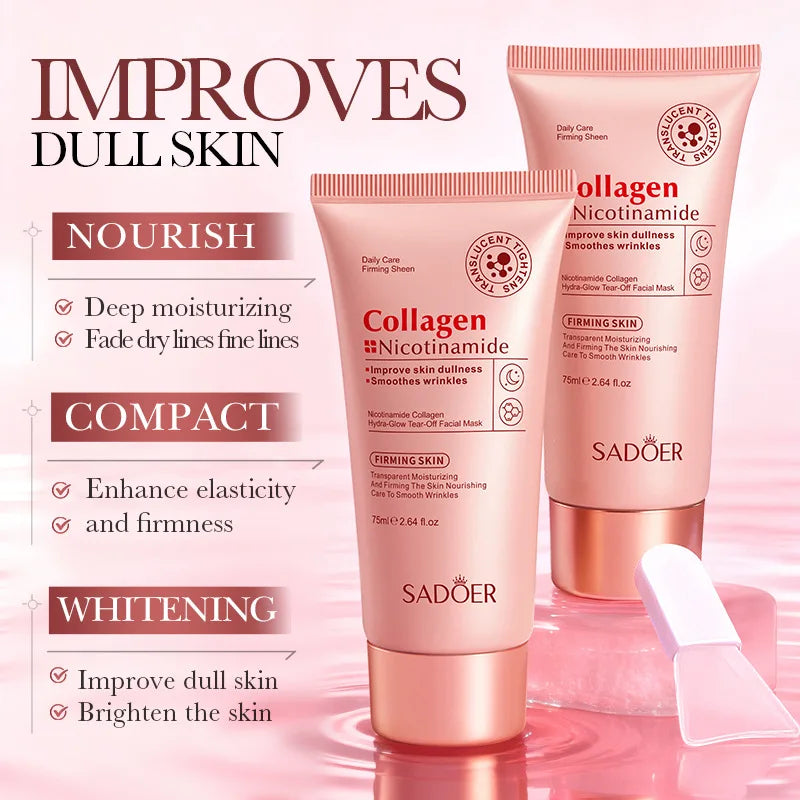 SADOER Niacinamide Collagen Deeply Hydrating Wrapping Peel Off Facial Mask Exfoliating Rejuvenating Smoothing Skin Care Mask Peaceful Pleasures Health and Wellness