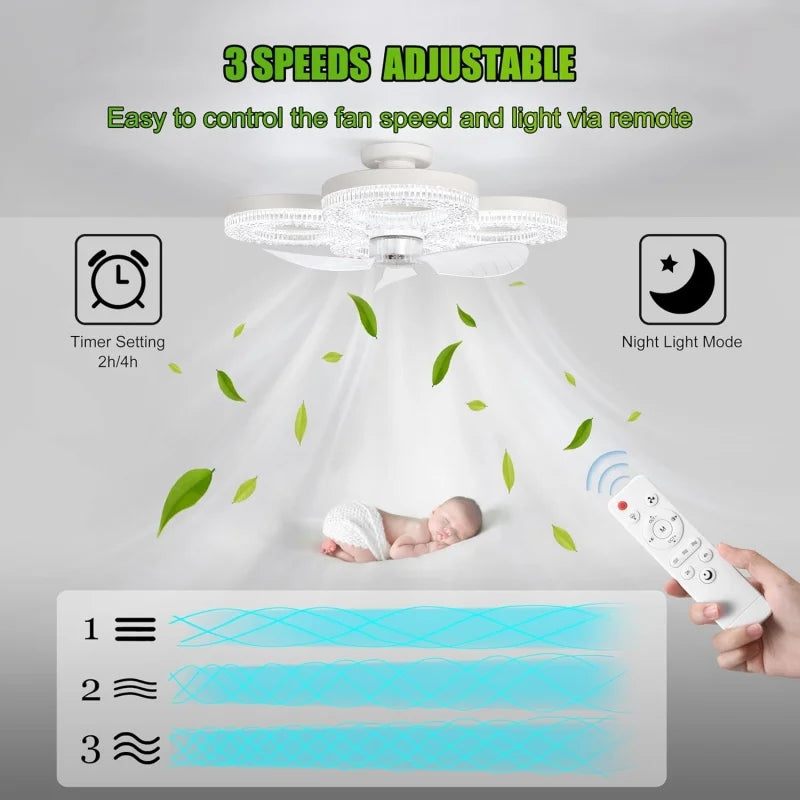 48W Remote Control Ceiling Fan Light | Dimmable LED, 3 Speeds