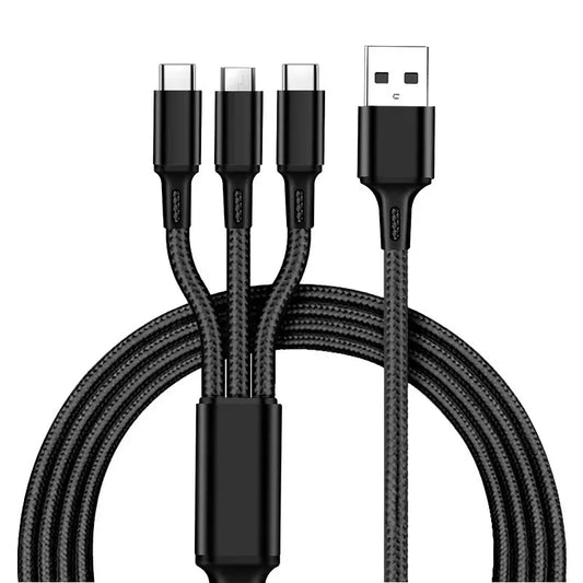 New Fast Charging Cable c Multi Charger Cable Nylon Braided Multiple USB Type-C Universal Charging Cord Adapter Peaceful Pleasures Health and Wellness black