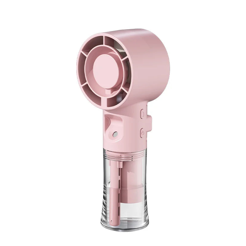 Portable Humidifier Mist Fan Rechargeable Mini Handheld Water Mist Fan Small Personal Air Cooling Fan for Outdoor Mini Spray Fan Peaceful Pleasures Health and Wellness Pink