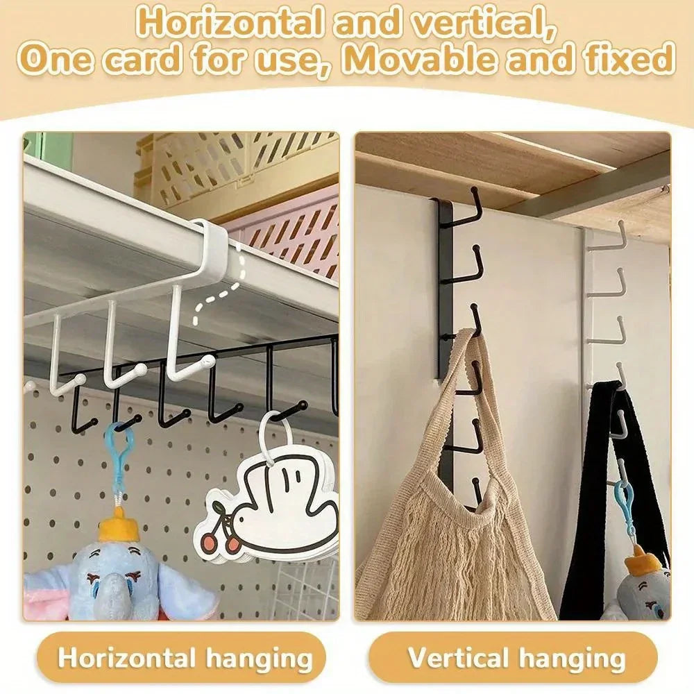 1pc Kitchen Shelf Storage Clothes Hanging Organizer Cup Holder Glass Mug Holder 6 Hooks Storage Rack 2030 Peaceful Pleasures Health and Wellness