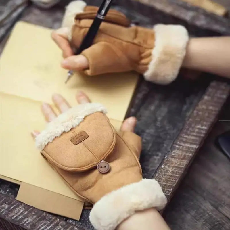 Women's Plush Flip-Top Touchscreen Winter Gloves | Warm Knit