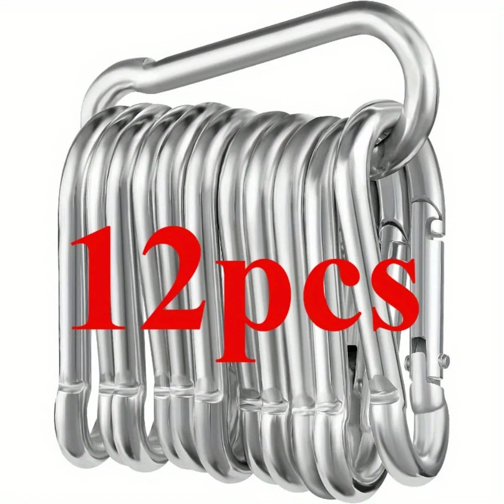 12-Pack Stainless Steel Carabiner Set | 180kg, Rust-Resistant