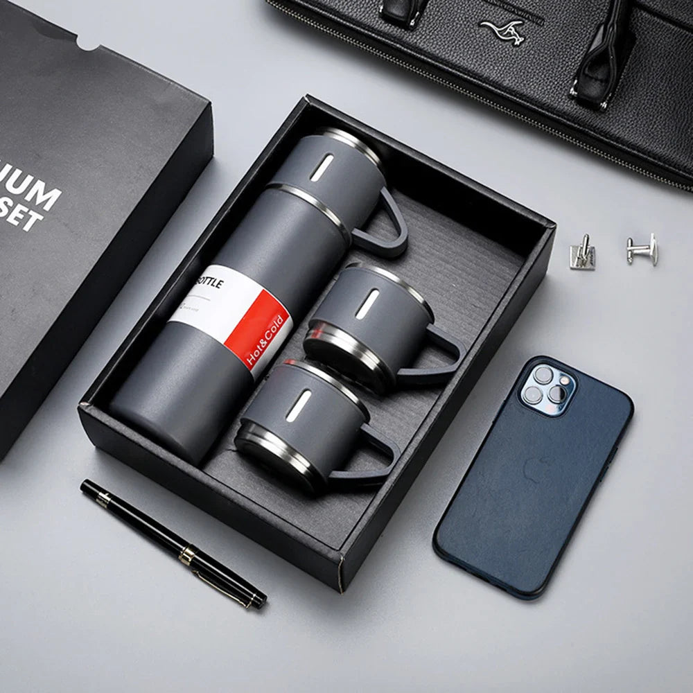 304 Stainless Steel Thermos Gift Set | 3 Lids, Hot & Cold