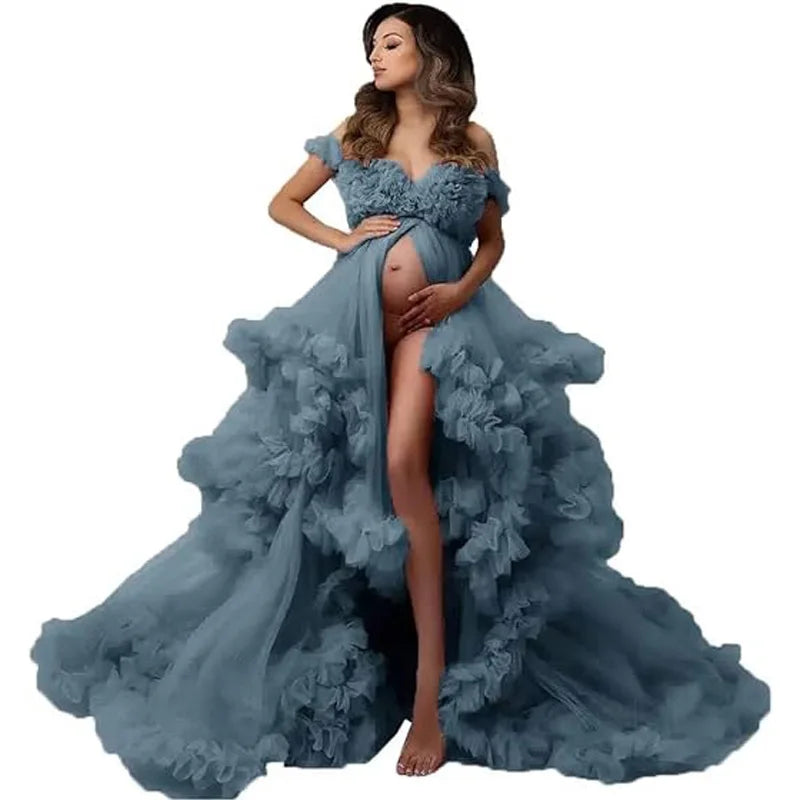 Split Flowy Maternity Photography Dress Photoshoot Baby Shower платье для беременных فساتين حوامل vestidos para embarazadas Peaceful Pleasures Health and Wellness