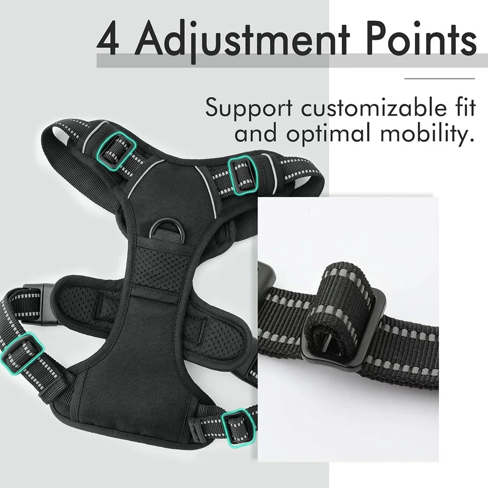 Dog Harness No-Pull Service Vest with Reflective Adjustable Soft Padded Comfortable for Outdoor Easy Walking No Choke for Pets Peaceful Pleasures Health and Wellness