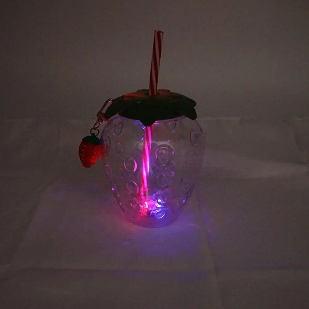 Lovely Cartoon Fruit Straw Cup Strawberry Pineapple Food Grade Plastic Drinkware Tea Milk Juice Multicolor Fruit Cup Summer Peaceful Pleasures Health and Wellness transparent-light <0.25L