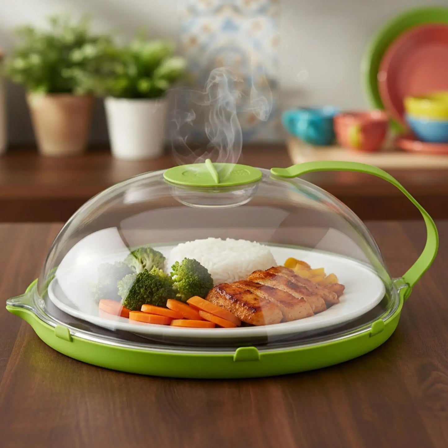 Reusable Microwave Splash Guard Cover with Steam Vent & Handle