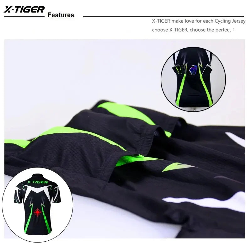 X-Tiger Pro Men's MTB Cycling Jersey – Quick-Dry Full Zip