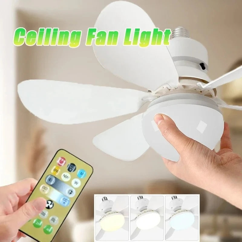 E27 Socket Ceiling Fan with LED Light & Remote | 3-Speed