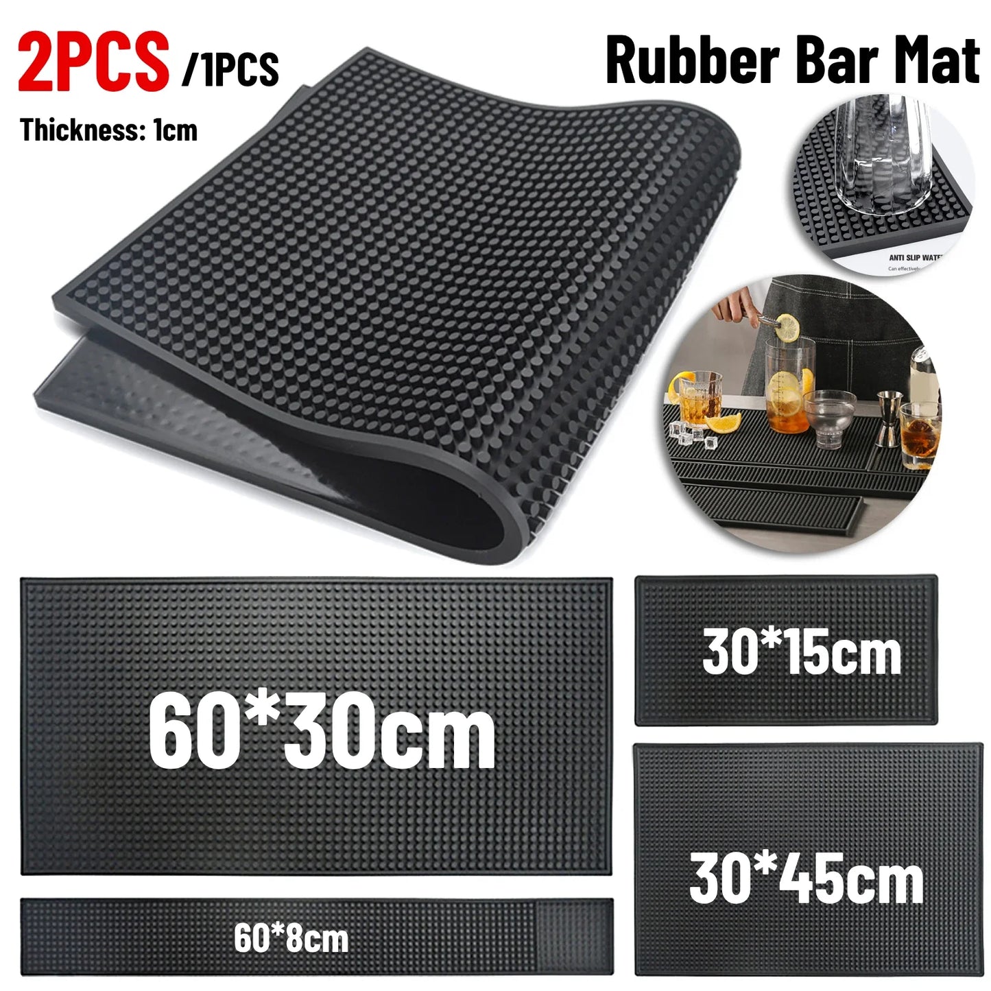 Bar Mat Rubber Coffee Bar Mats Anti-slip PVC Cup Mat Waterproof Heat Resistant Drain Mat for Bar Cafe Barista Cocktail Bartender Peaceful Pleasures Health and Wellness