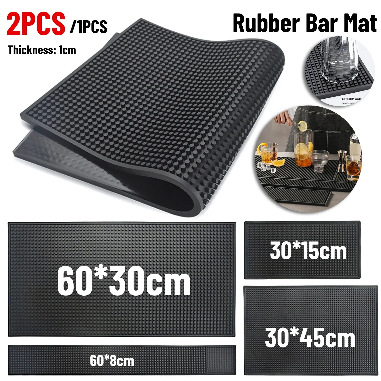 Bar Mat Rubber Coffee Bar Mats Anti-slip PVC Cup Mat Waterproof Heat Resistant Drain Mat for Bar Cafe Barista Cocktail Bartender Peaceful Pleasures Health and Wellness