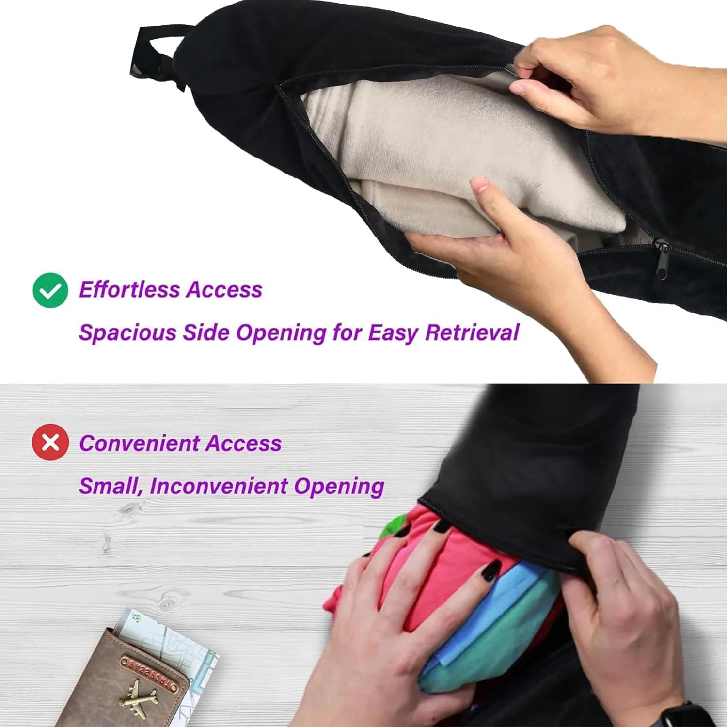 Refillable Travel Neck Pillow - Adjustable Memory Foam Pillowcase for Airplane, Car & Home, Portable with Storage Bag Peaceful Pleasures Health and Wellness