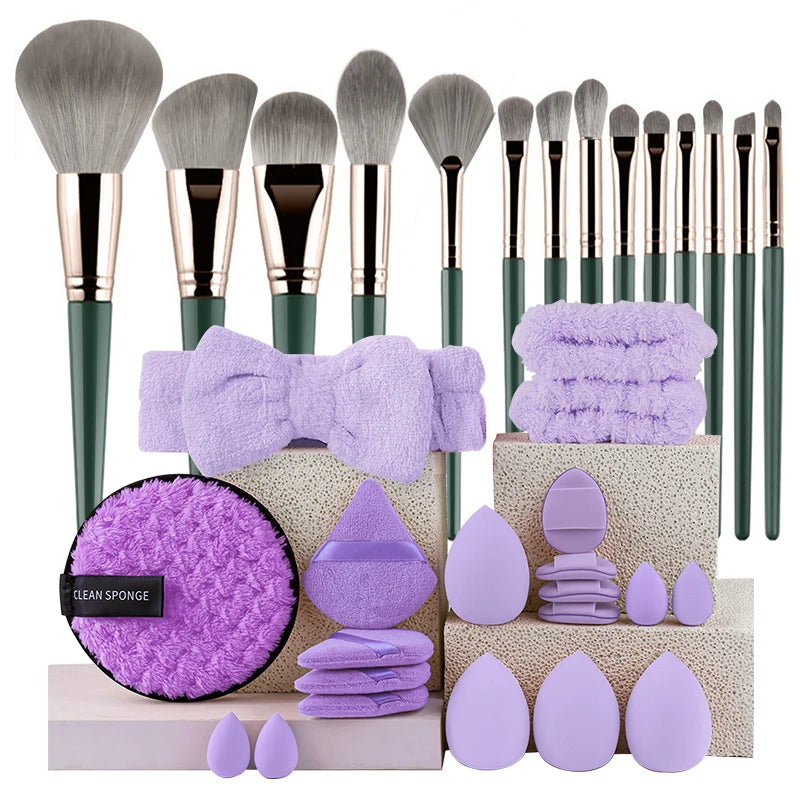 RUNTOIN 14pc & 34pc Professional Makeup Brush Set | Travel Kit