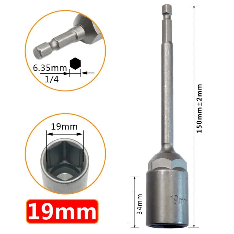 Long Hexagon Nut Driver Drill Bit Socket Wrench Extension Sleeve