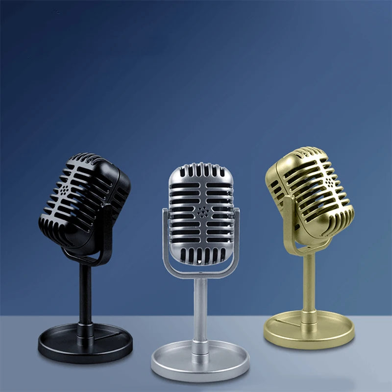 Retro Vintage Microphone Prop Model with Stand | Decorative Mic Decorative Mic Prop Peaceful Pleasures Health and Wellness