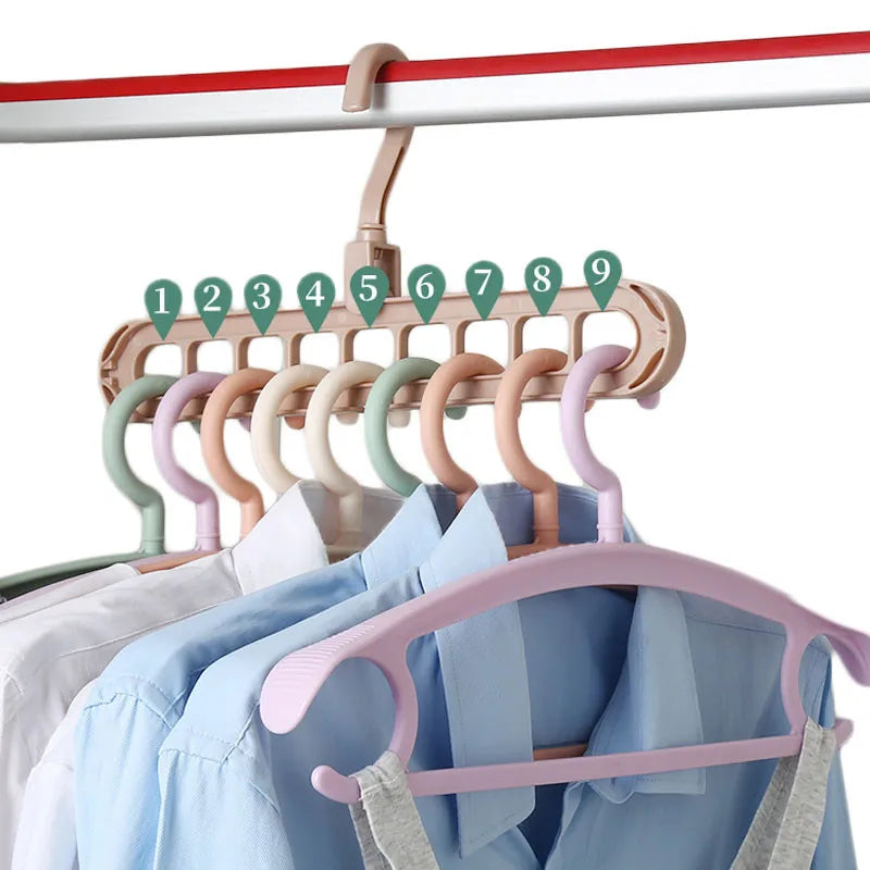 360° Multi-Port Clothes Hanger Rack – 9-Hole Closet Organizer