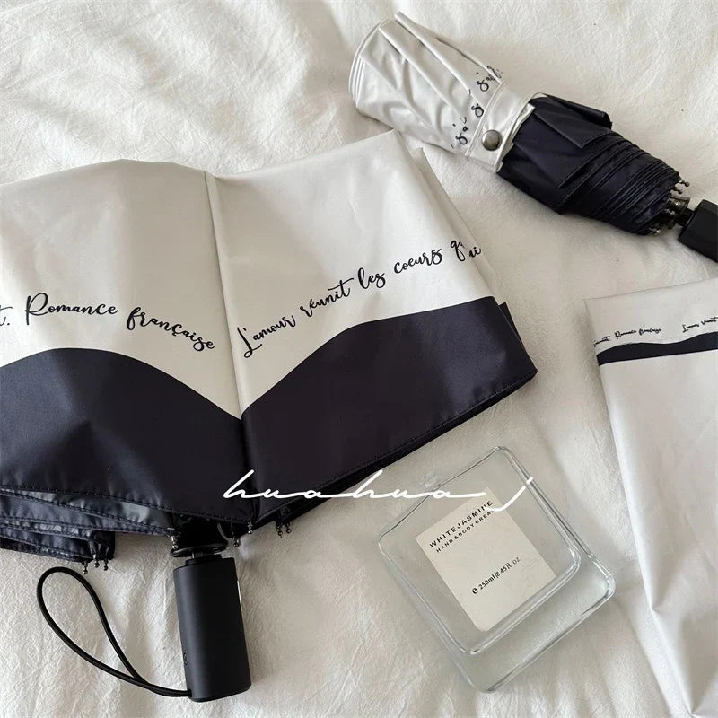 Automatic UV Umbrella – Black & White Folding Sunshade & Rain