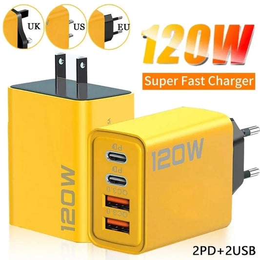4-Port USB-C PD 120W Fast Charger | Quick Charge 3.0 USB-C Wall Charger Peaceful Pleasures Health and Wellness