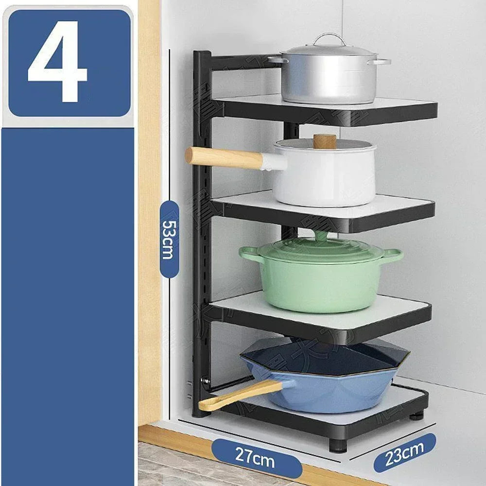 Multi-Layer Corner Kitchen Storage Rack | Carbon Steel