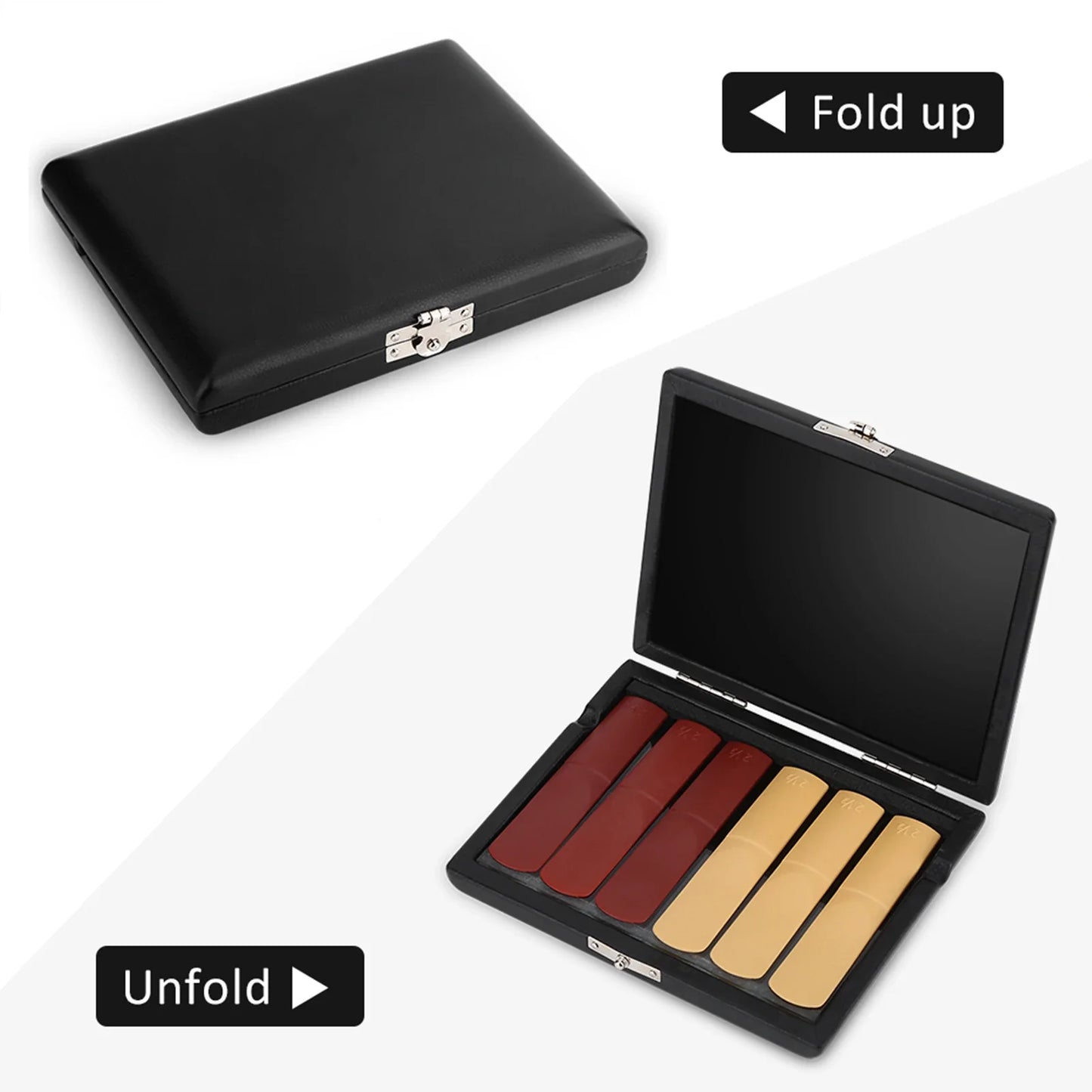 PU Leather Cover Black Saxophone Clarinet Reed Container Box Case