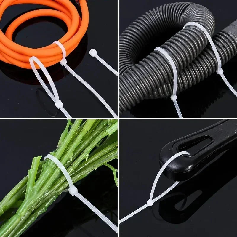 Nylon Cable Ties 100/200Pcs – Self-Locking Reusable Zip Ties