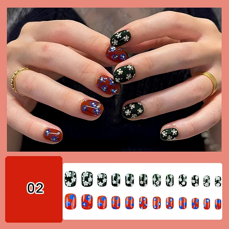 24/30Pcs Medium Fake Nail Set With Jelly Glue Gradient French Press On False Nail Elegantstyle Nails Full Cover Wearing False Peaceful Pleasures Health and Wellness 2