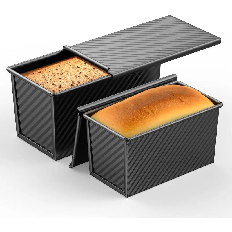 Pullman Loaf Pan with Lid – 1lb Non-Stick Carbon Steel Bread Pan