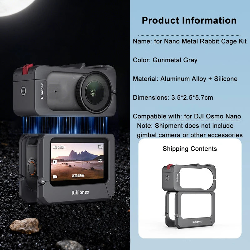Aluminum Alloy Cage For DJI Osmo Nano Protective Cage Compatible For DJI Mic With 1/4"-20 Threaded Hole/For DJI/Cold Shoe Mount Peaceful Pleasures Health and Wellness