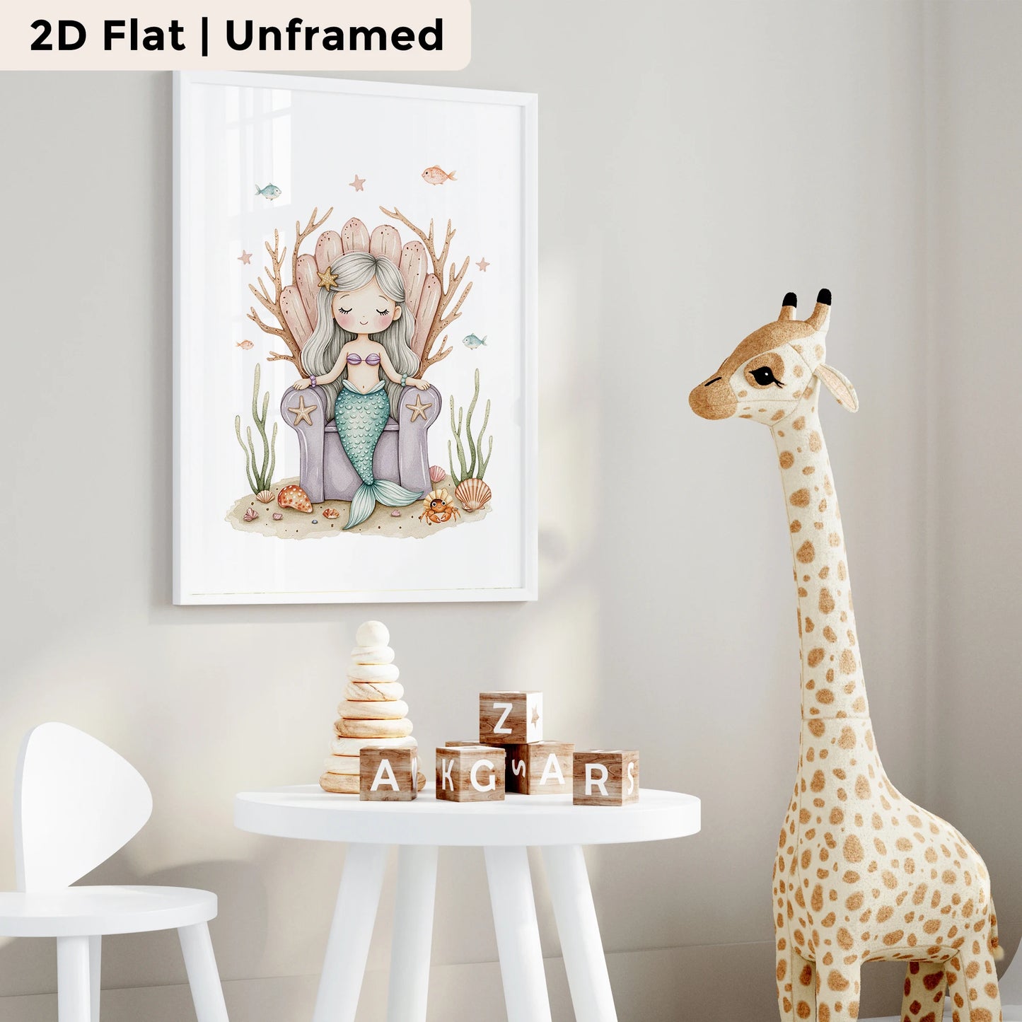 3-Piece Blue Mermaid Canvas Wall Art Print | Kids Room Decor
