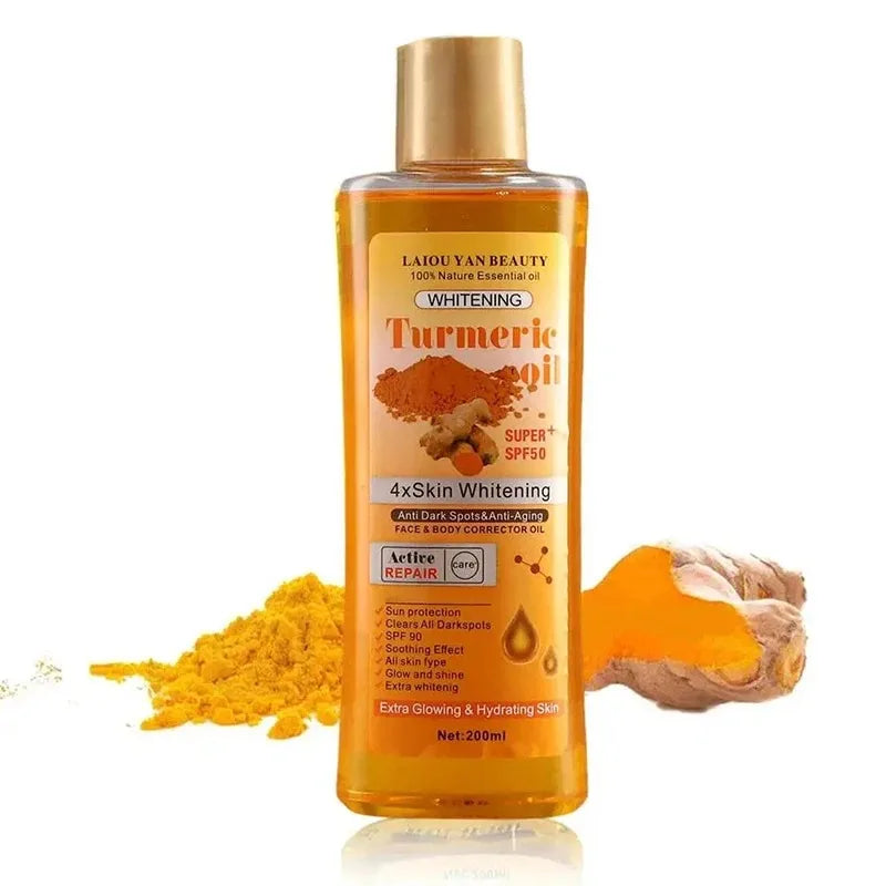1/2PCS 200ml Turmeric Essential Oil Ginger Deep Hydration Moisturizer Nourishing Smoothing Face Serum Oil Moisturizer Skin Care Peaceful Pleasures Health and Wellness 200ml