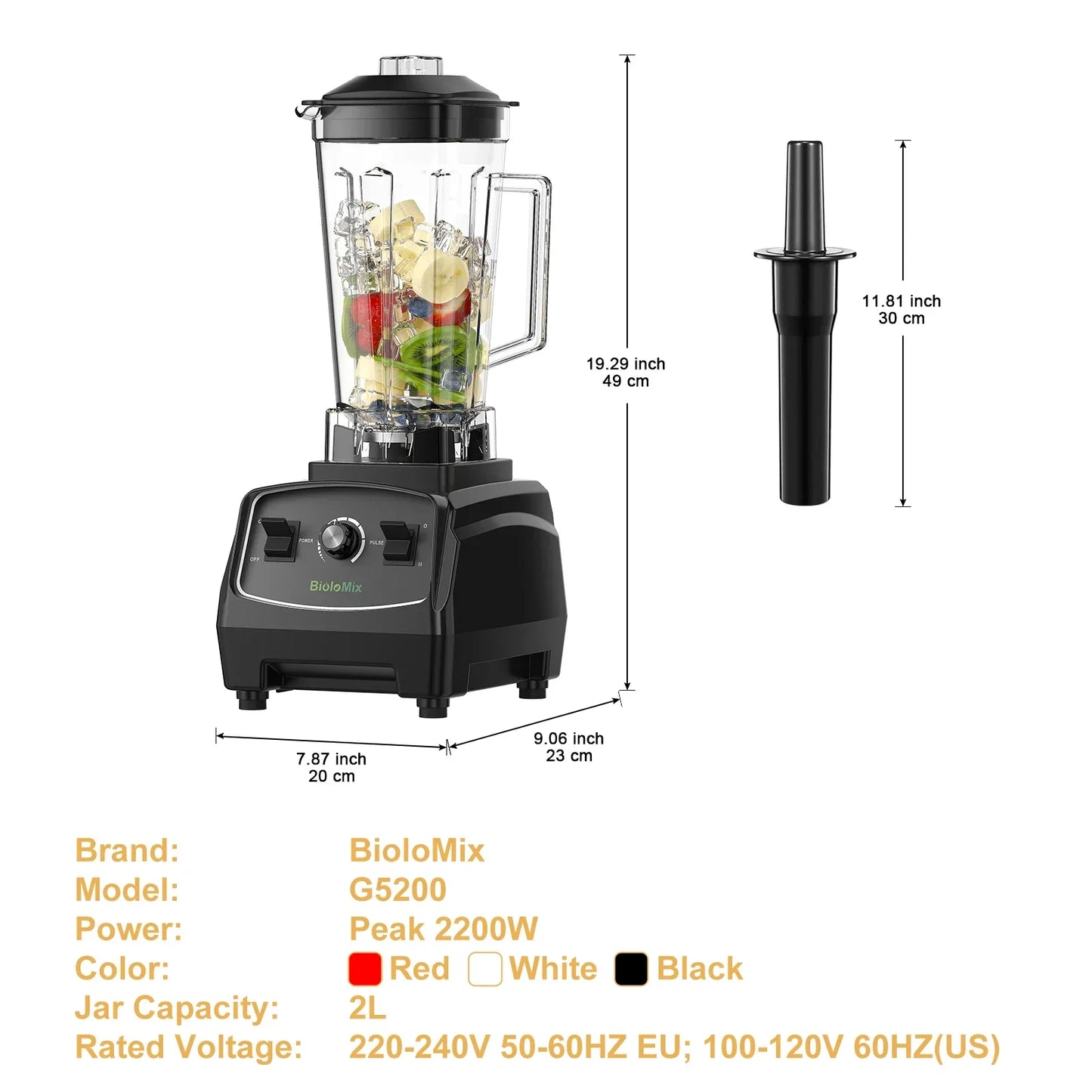 BPA Free 3HP 2200W Heavy Duty Blender | Smoothie Bar Blenders Peaceful Pleasures Health and Wellness