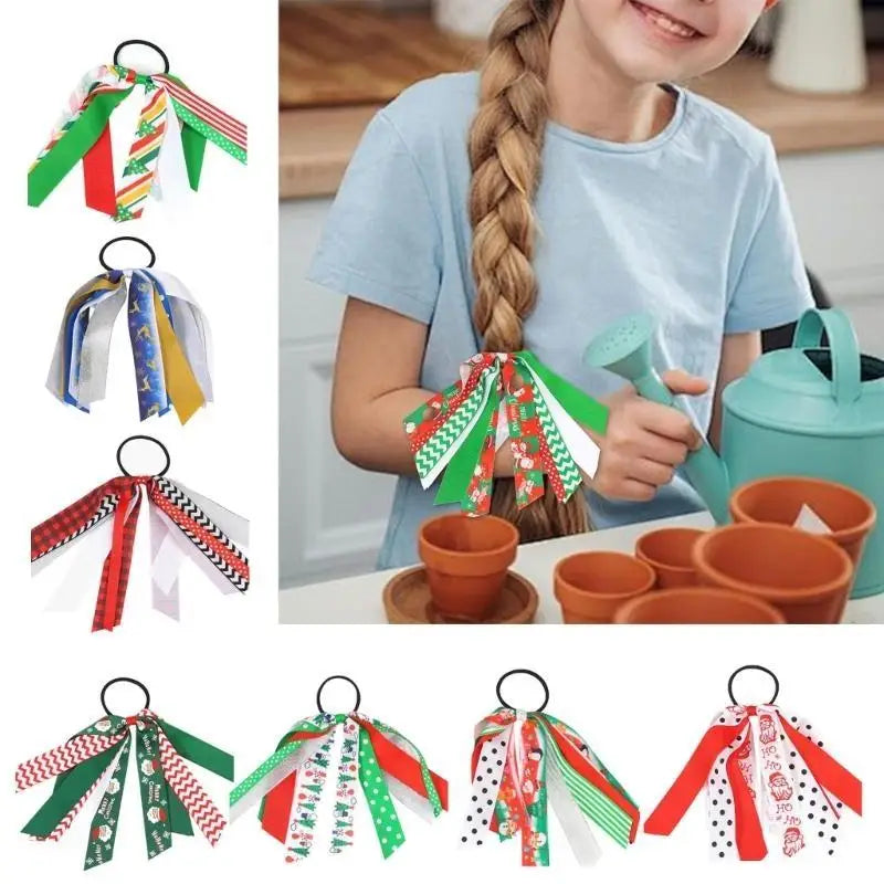 Christmas Silk Scrunchies for Girls – Festive Ponytail Holders