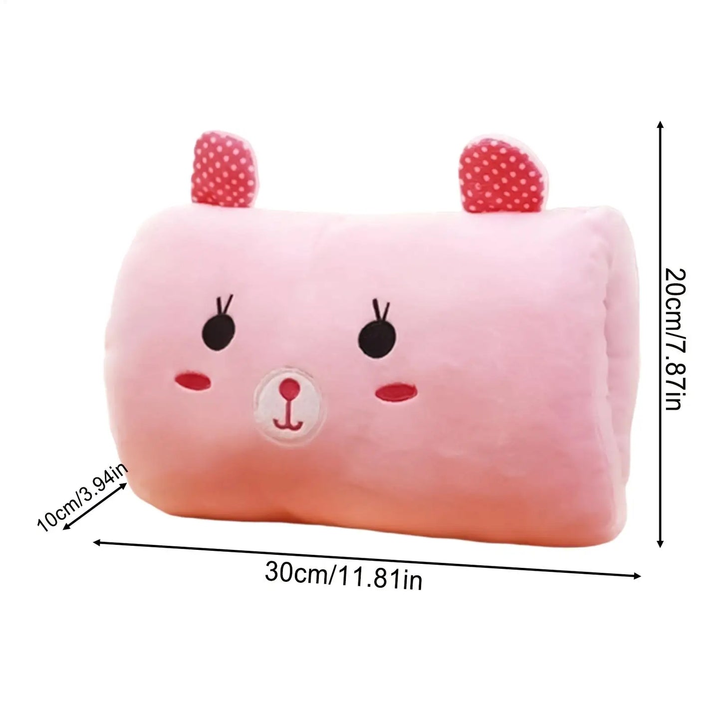 Pink Bear Plush Hand Warmer Pillow – Kids Nap Cushion Gift