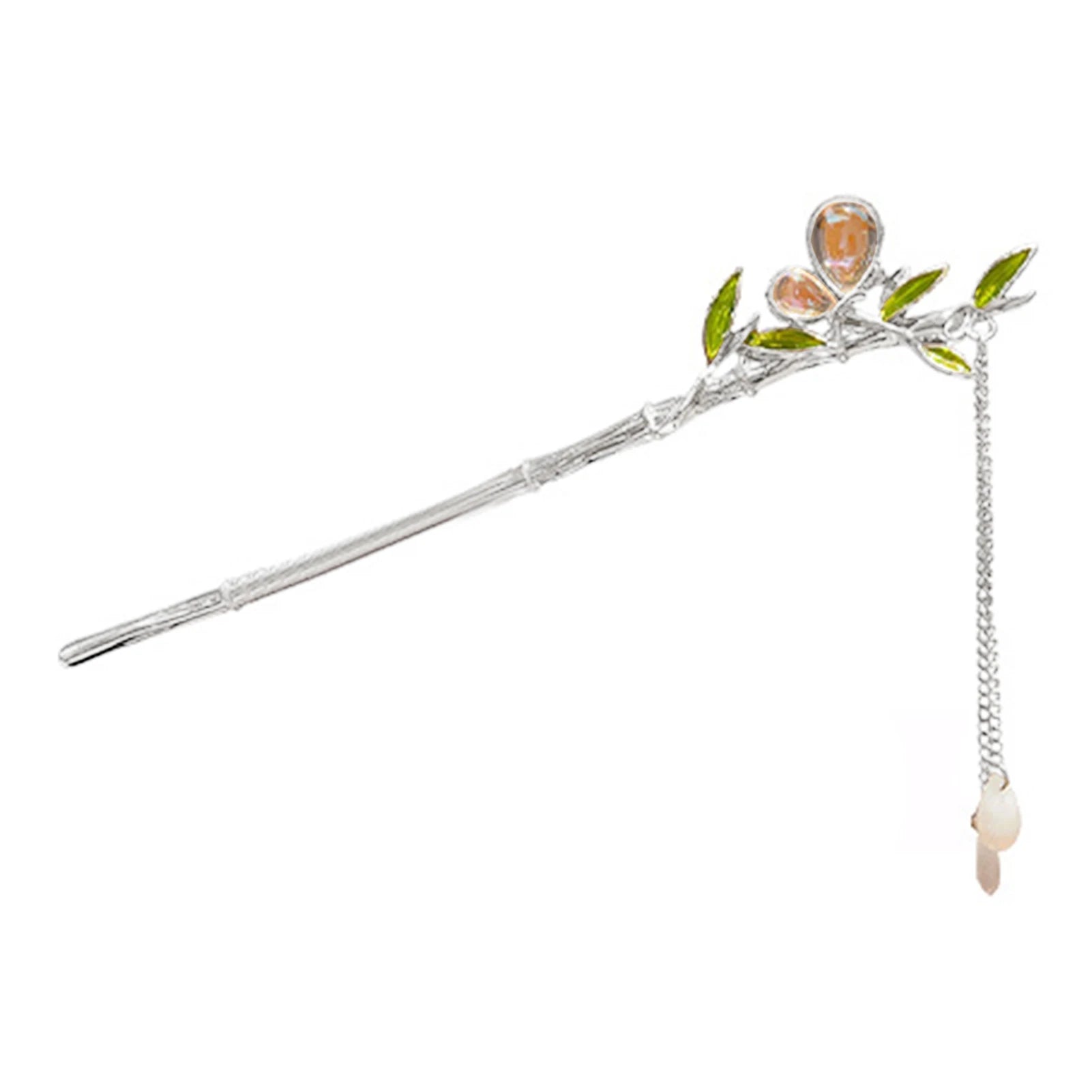 Green Bamboo Cat-Eye Tassel Hairpin For Hanfu And Ancient Style Dressing Peaceful Pleasures Health and Wellness As show