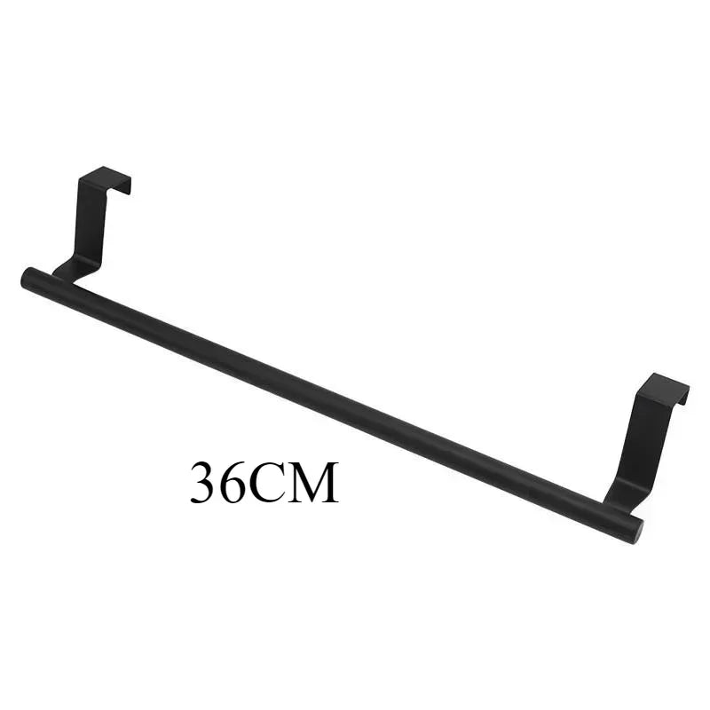Over Door Stainless Steel Towel Rack – Bathroom & Kitchen Over Door Towel Rack Peaceful Pleasures Health and Wellness Black-L