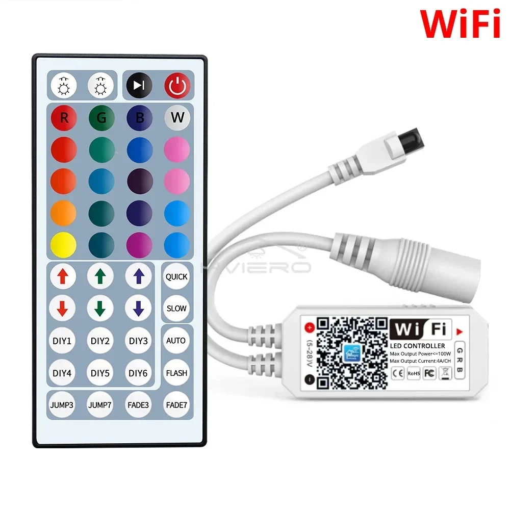 WiFi RGB LED Strip Controller 24/44 Key Remote Dimmer Timer