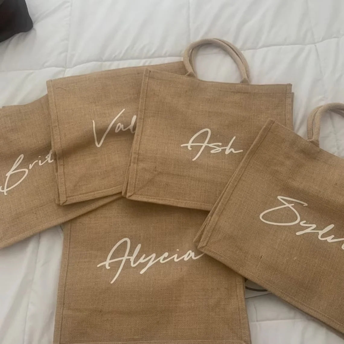 Personalized Burlap Beach Tote Bag | Bridesmaid Bridal Gift