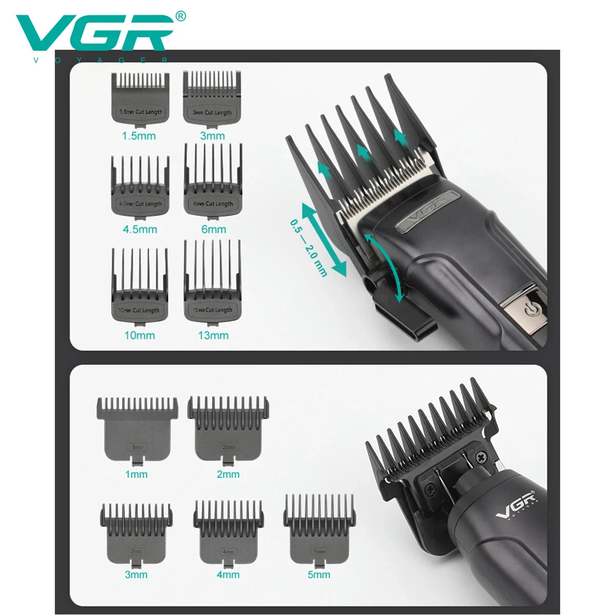 VGR 3-in-1 Hair Trimming Set Professional High end Electric Push Clipper Oil Head Carving Pusher LED Reciprocating Shaver V-694 Peaceful Pleasures Health and Wellness