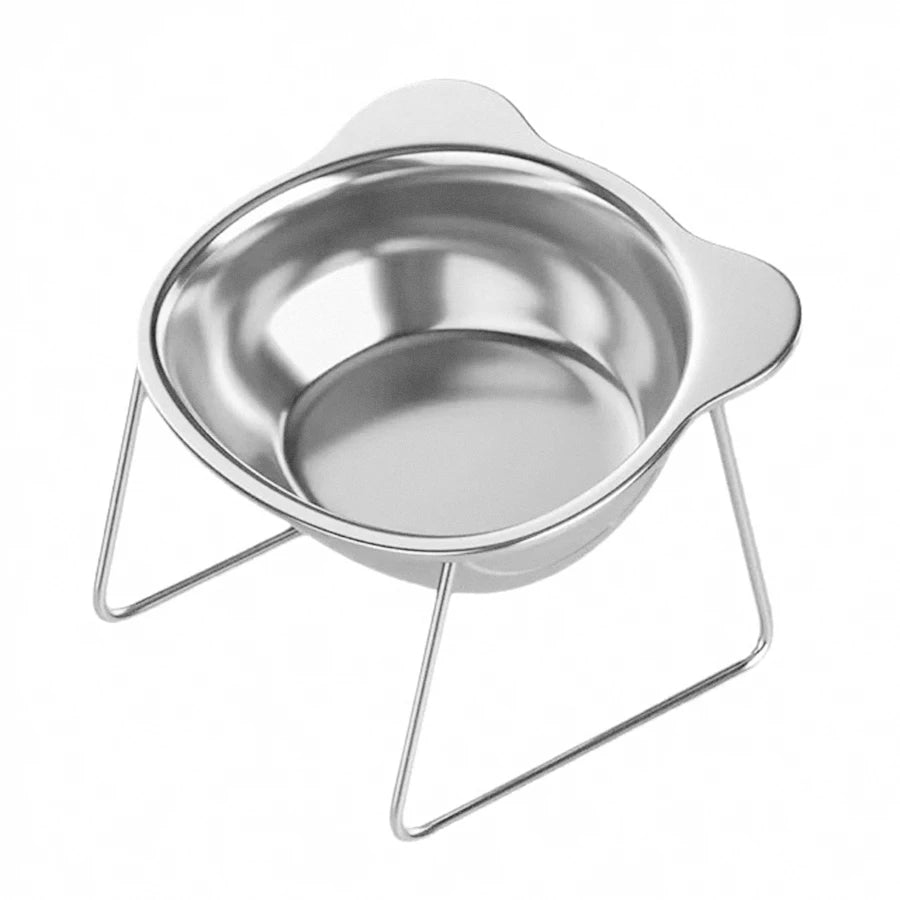Raised Cat Bowls Tilted Neck Guard Cat Food Bowl 304 Stainless Steel Shatter-resistant Elevated 15° Pet Supplies for Puppy Cat Peaceful Pleasures Health and Wellness Bowl with Holder