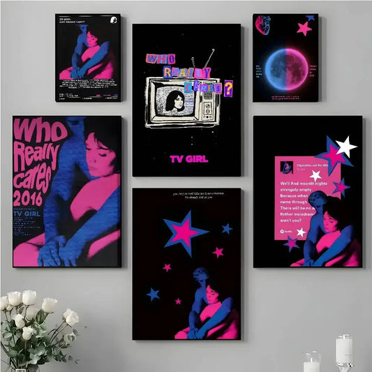 Who Really Cares-T-TV Girl Album Aesthetic Canvas Painting Posters and Prints Wall Picture For Living Room Decoration Peaceful Pleasures Health and Wellness