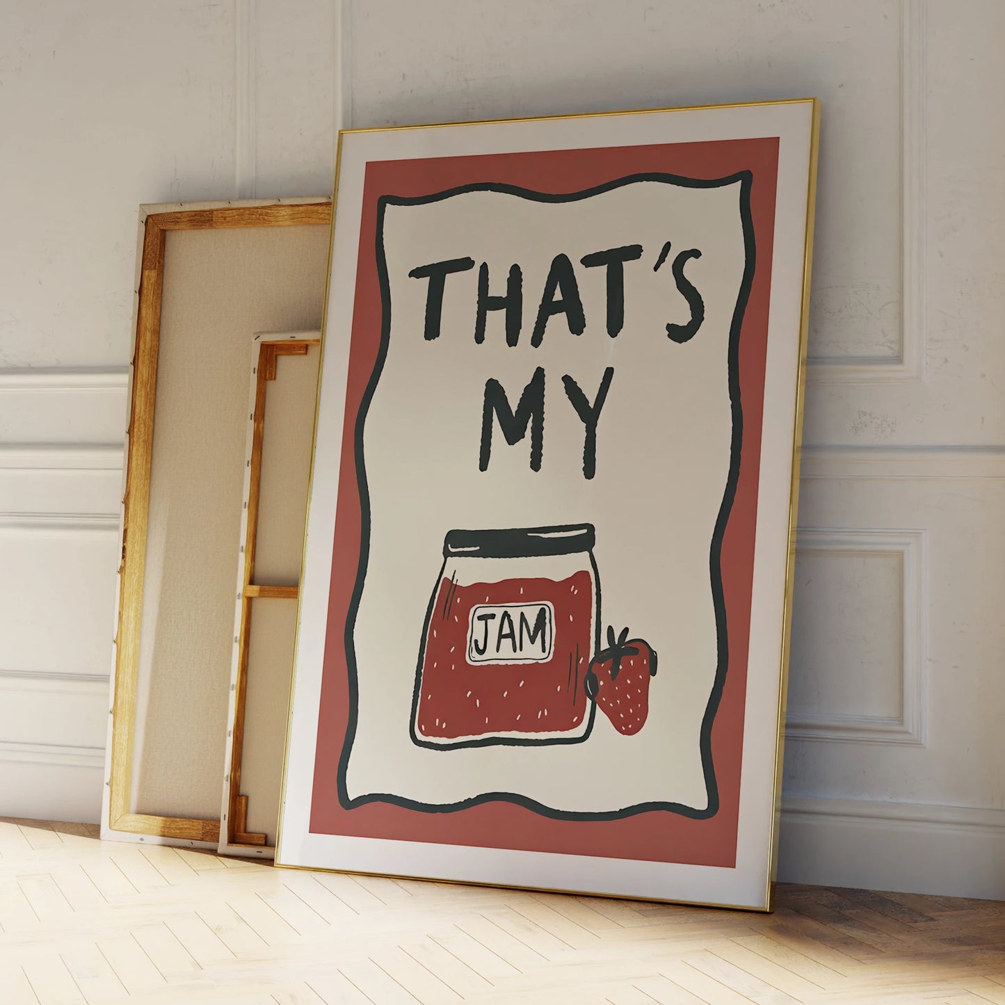 Pink Strawberry "That's My Jam" Canvas Wall Art Print | Decor