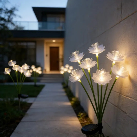 Solar LED Fiber Flower Garden Stake Light | Outdoor Decor Solar Garden Light Peaceful Pleasures Health and Wellness