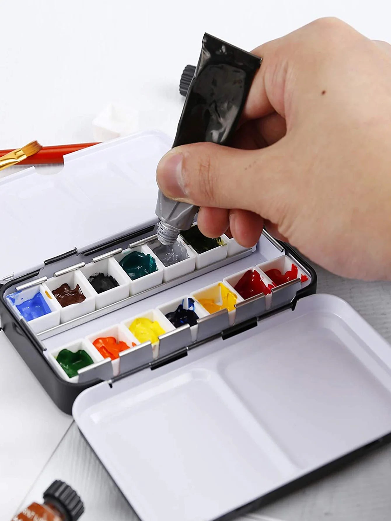 Bview Art Selling Empty Watercolor Tins Palette Paint Case Half Pan