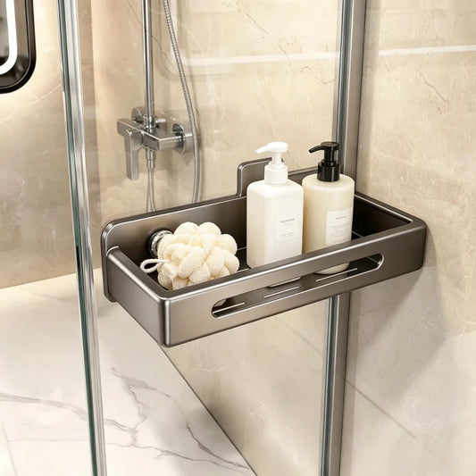 No-Drill Bathroom Wall Shelf | Suction Cup Storage Rack Bathroom Storage Shelf Peaceful Pleasures Health and Wellness